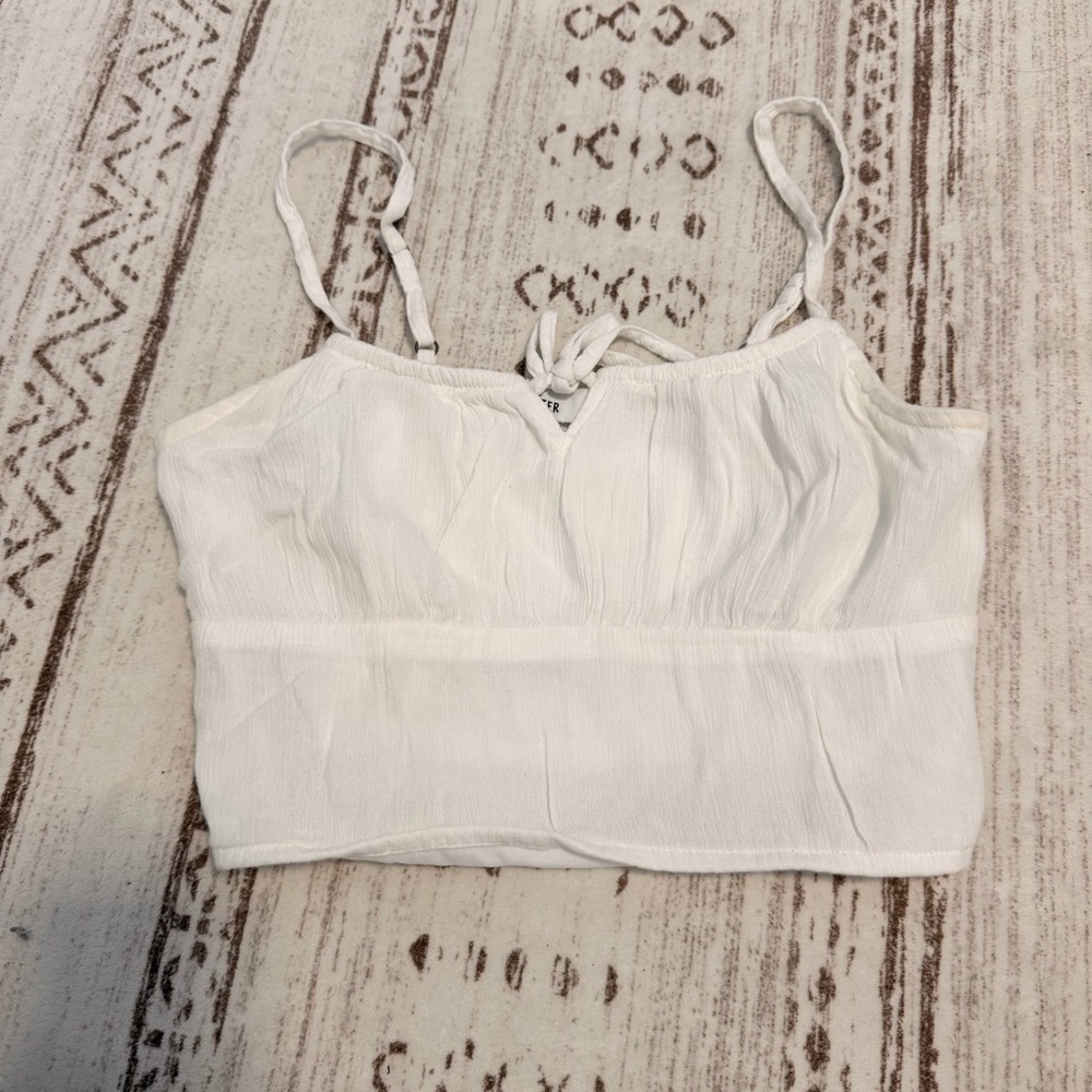 Hollister White Cropped Tie-Front Cami